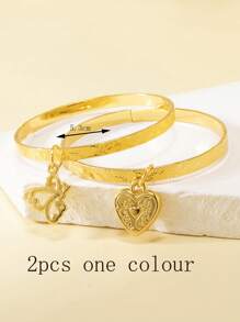 2 件儿童心形和蝴蝶心形手链 - 彩色 - 查看 2