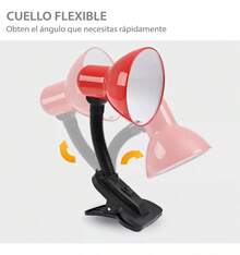 Lampara Escritorio Velador Flexible Sujetador Clip Pinza - Tipo de Enchufe A USA (110-127V) - Ver 8