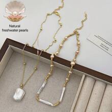 2 Layers Baroque Pearl Necklace Set For Women, French Retro Style High-End Choker Necklace, Handmade Elegant Clavicle Chain, Luxury Necklace