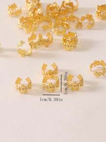 50个/套复古花朵装饰发圈 - 时尚发绳，适合女性和女孩 - 发饰，编织发饰 - 金色 - 查看 4