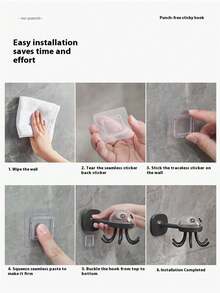 章鱼形厨房旋转挂钩，多功能壁挂式收纳架，强力粘性免钻锅架 - 彩色 - 查看 3