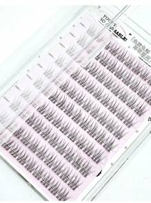 100 片无胶假睫毛，自然外观，三合一魔鬼鱼鳞片分段睫毛，C 卷曲单簇，适合初学者的高密度睫毛簇，睫毛簇，单根睫毛，睫毛，假睫毛 - C - 查看 3