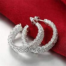 1 paire d'élégantes boucles d'oreilles clous en argent 925 avec nœud rond exquis. Bijoux mode cadeau de mariage, anniversaire pour femmes