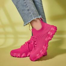 Zapatos deportivos casuales de mujer, de unicolor, cómodos, transpirables, antideslizantes, aptos para correr y uso diario