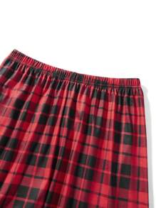 Family Matching Christmas Pajamas Set Letter  Christmas Tree  Plaid Print Holiday Pajamas Sleepwear Dad Mom Kids PJs - Black - View 5