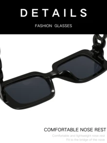 1 pieza Gafas de moda 2025 nuevas con marco cuadrado grande y hueco, de color negro, estilosas y que adelgazan el rostro, para mujeres/hombres - Multicolor - Ver 8