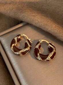 1 paire de boucles d'oreilles élégantes en émail avec une palette de couleurs douces, un design et chic, convenant aux femmes pour le quotidien, les fêtes, les rendez-vous et le travail
