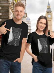 Arcane Jinx Lovers T-Shirt Anime Art Black White Evil Digital Design - Black - View 1