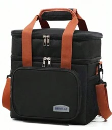 Thermal Lunch Bag Large Double Compartment Lunch Box B250 - 黑色 - 查看 1