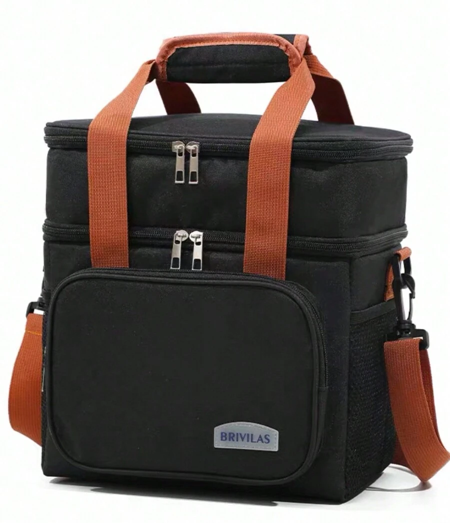Thermal Lunch Bag Large Double Compartment Lunch Box B250 - 黑色 - 查看 1