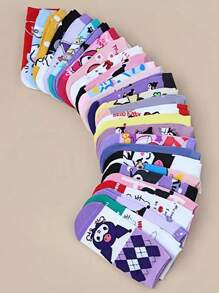 Sanrio 15/30双随机三丽鸥Culomi猫咪图案袜子，Hello Kitty可爱卡通猫咪短袜，休闲百搭，适合日常穿着，青少年圣诞礼物