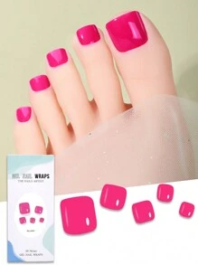 Beauty Sticker 26 件半固化凝胶指甲贴纸，纯红色自粘式全脚指甲贴，适合春季和夏季女士 DIY 美甲