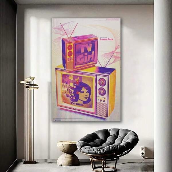 1PC Art Deco Style Classic TV Girl Canvas Poster, Lovers Rock Band Music Wall Art, Art Print, Suitable For Bedroom, Classroom, Kitchen, Dorm Decoration, Indoor Artwork