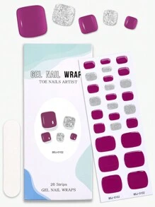 Beauty Sticker 26 pièces Autocollants d'ongles en gel semi-durcis, design multi-couleurs, couleur unie et dégradé brillant, autocollants couvrants pour les ongles, convient pour la manucure DIY des femmes, printemps/été