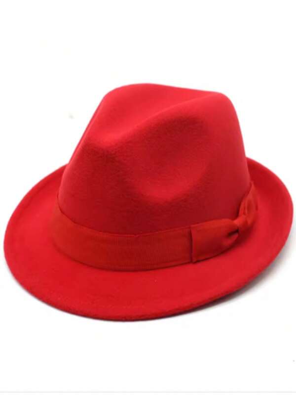 Chapéu Fedora Clássico Feltro Lã Aba Curta cor preto