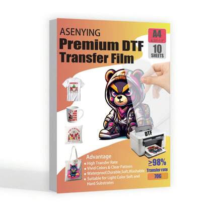 10Sheets DTF Transfer Film Paper A4(8.3" X 11.7") Double Sided Matte Clear Pretreat Sheets, PET Heat Transfer Paper For Epson Inkjet Printer DTG Printer DYI Direct Print On T-Shirts Textile,School Supplies,Back To School