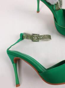 StellaMeli Strappy Sandals With Rhinestone Strappy Sandals. Very Elegant 10cm Heels. Stylish High Heels - Green - View 4