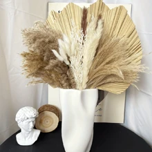 A Set Of 45pcs Of Dried Pampas Grass Decorations, Including 4 Dried Palm Leaves, Large Dried Palm Spears, And Dried Flower Bouquets Suitable For Bohemian Weddings, Home Parties, Kitchen Vases, Farmhouse Table Arrangements, And Anniversary Decorations. Gifts Birthday Graduation,Fall Decor,Autumn - Beige - View 4