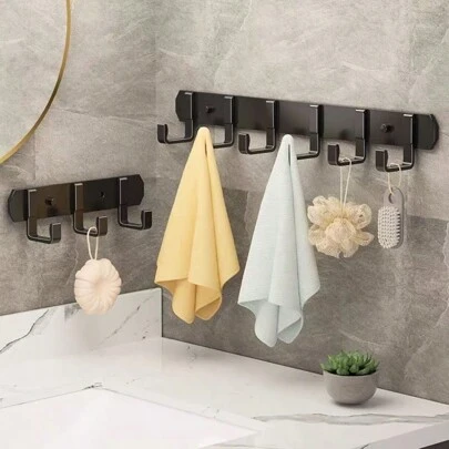 不锈钢自粘式壁挂衣钩，无需钻孔，是宿舍悬挂毛巾的理想之选。