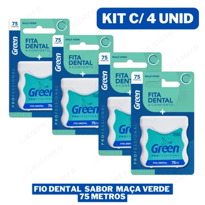 Kit Fita dental com 75 metros sabor Maça verde - Green