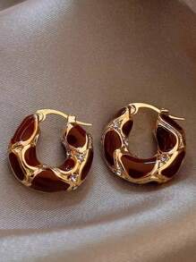 1 paire de boucles d'oreilles élégantes en émail avec une palette de couleurs douces, un design et chic, convenant aux femmes pour le quotidien, les fêtes, les rendez-vous et le travail
