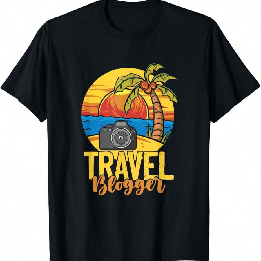 Travel Blogger Blogging Vlogging Blog Traveler BloggerGift Unisex T-Shirt - 黑色 - 查看 1