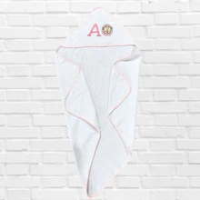 Kit 2 Personalized Bath Towel Initial Baby's Name With Hood Boy Girl Hypoallergenic Embroidery 100% Soft Cotton - 2pcs Lioness - View 5
