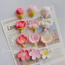 4 Sets 6 Sets Color Pattern Random Fresh And Simple Peach Blossom Flowers Magnetic Pasting Pastoral Style Creative Refrigerator Sticker Fixed Photo Message Whiteboard Sticker Classroom Decoration Picture Frame Decoration Wall Decoration