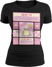 Playera Dama Ranita Corazon Honguito Kawaii Pink Novios Regalo San Valentín Novios Pareja - Negro - Ver 3