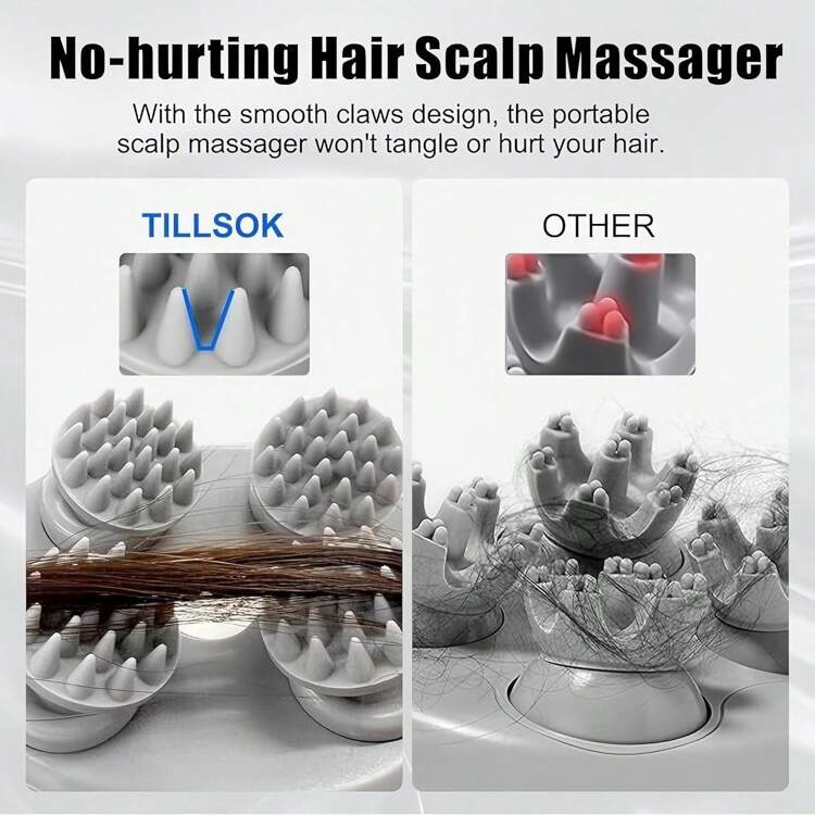 Electric Octopus Head Massager, Rechargeable Multi-Function Kneading Vibration Massage Instrument For Mother's Day - White - View 6