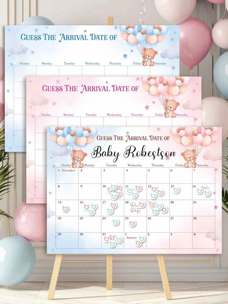 Bear Poster Arrival Date Game, Bear Stickers Due Date Calendar Sign, Party Atmosphere Decoration Props, Home Event Countdown Board - Shape - View 1