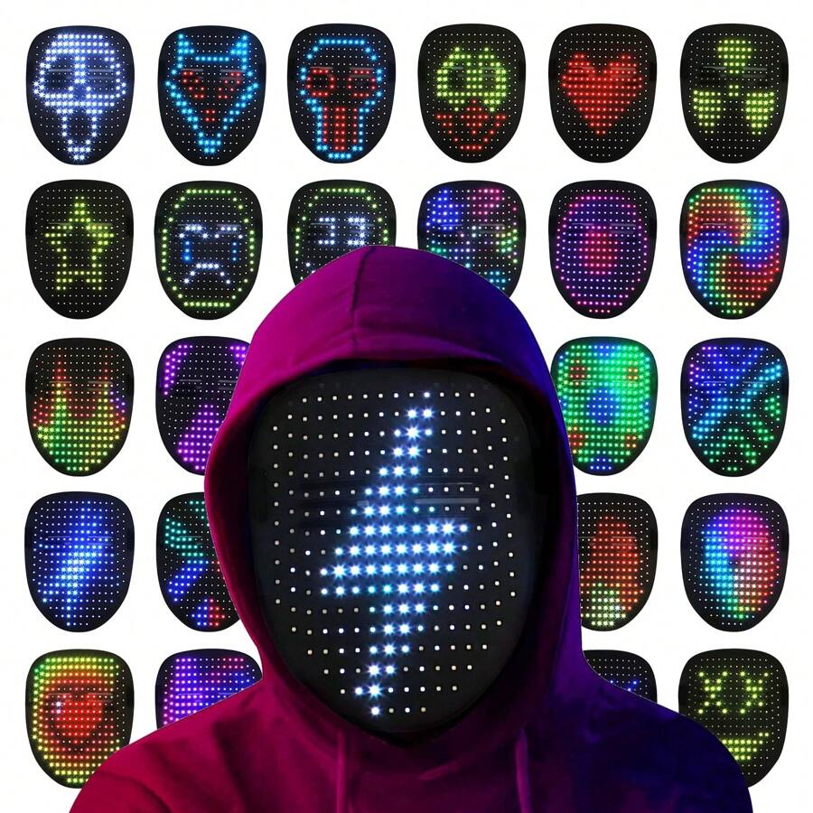 Led Mask With Gesture Sensing,Halloween Costumes For Men Women Costume Cosplay Party - Black - View 1