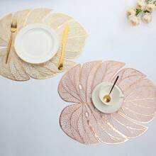 1pc/4pcs/6pcs/8pcs Leaf Shaped Gold Foil Rectangle Insulated Placemats, Non-Slip Restaurant Dining Table Mat, Waterproof & Heat-Resistant, Home Kitchen Tableware Mat, Party Decor - Banana Leaf Placemat - View 12