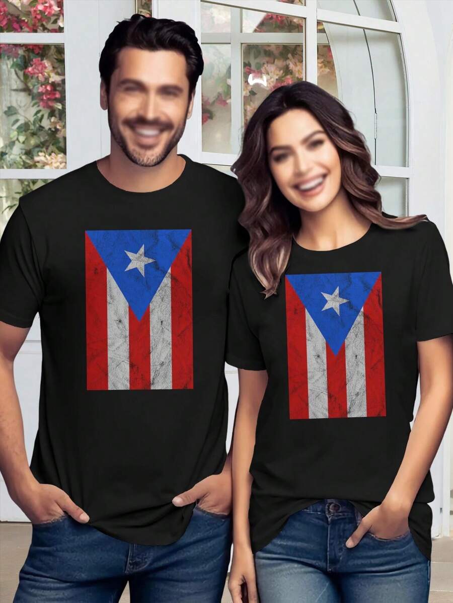 Lovers T-Shirts Puerto Rican Flag Puerto Rico Proud Boricua T-Shirt For Ladies