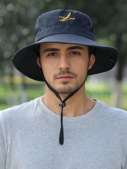 1pc Unisex Stylish Wheat Ear Pattern Rope Bucket Hat, Outdoor Hiking Breathable Sun Protection Cap, Suitable For Daily Use