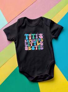 Aunt's Expensive Little Bestie Shirt, Birthday Gift T-Shirt For Niece, Retro Auntie Tee For Toddler And Youth, Baby Shower Gift Baby Bodysuit, Aunty Day Tee. UA-1346 - 黑色 - 查看 2