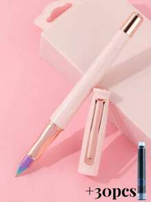 [Customized] Engraved Pen Holder / Provide 1pc High-Quality Elegant Customized Vacuum/Pressing Ink Suction Fountain Pen 0.5mm Fine Nib / Smooth Writing, Refillable Medium Nib, Comes With 30pcs 3.4mm Diameter Ink Cartridges, Provides Thoughtful Daily Writing/Calligraphy Signature Pen, Ideal As Personalized Gift For Valentine's Day, Back To School, Graduation, Christmas, Father's Day, Teacher's Day, Thanksgiving - Multicolor - View 10