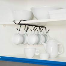 Kitchen Cabinet Organizer Kit Wire Cup Holder Hanging Basket Steel Shelf 4 Pieces - Black - View 7