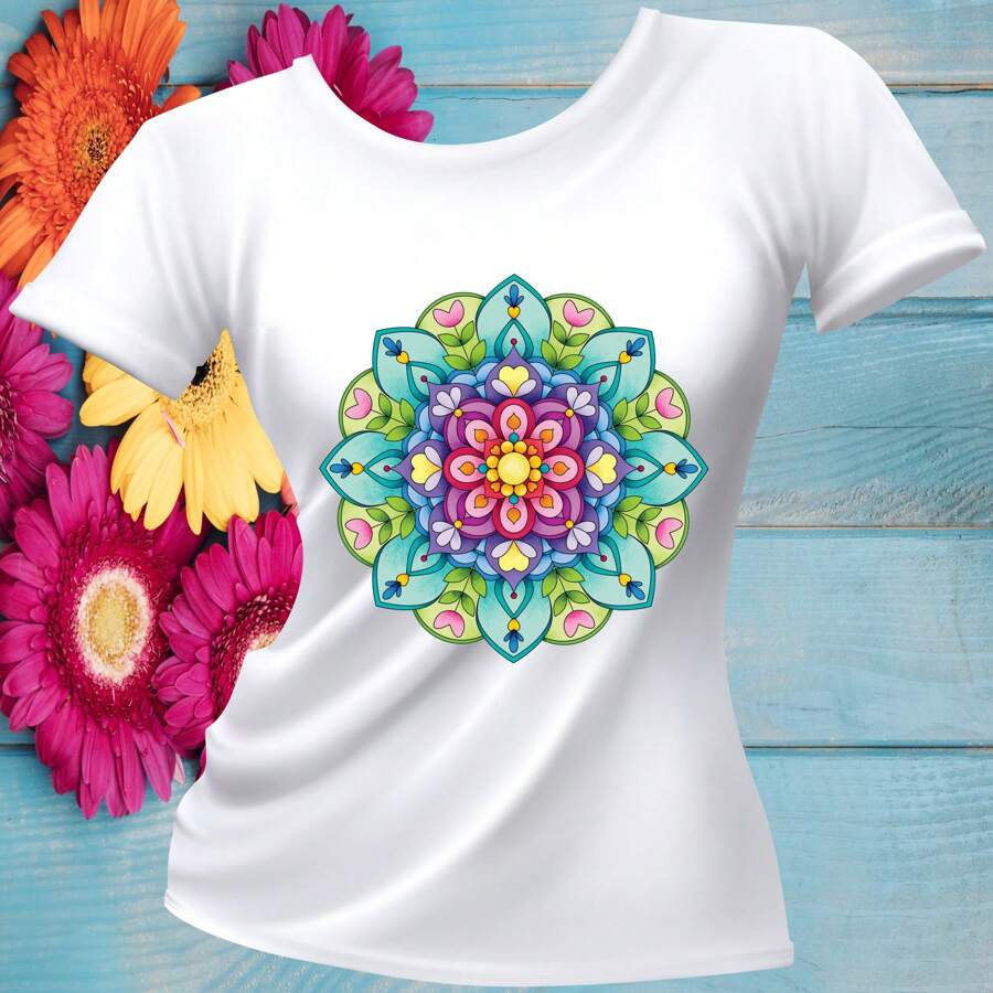 PLAYERA MODA MANDALAS (14) - Blanco - Ver 1