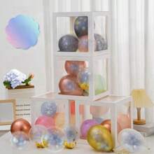 3/4pcs 25cm White Digital Transparent Box(Box&Digital), Birthday Wedding Wedding Anniversary Baptism And Wedding Party Scene Decoration Celebration Party Table Decoration Transparent Balloon Box Surprise Gift Box (LOVE&ONE)