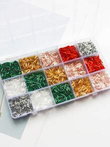 1 盒 15/24 种颜色时尚简约多色玻璃管 DIY 珠宝制作配件适用于项链、手镯、耳环、流苏、窗帘流苏 - 管珠套餐 - 查看 15