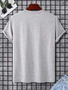 T-Shirt Universe Men's Shirt 100% Cotton Round Neck Blouse Short Sleeve New Release - 灰色 - 查看 2