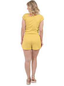 Ribbed Set With Pocket And Drawstring - 黃色 - 查看 4