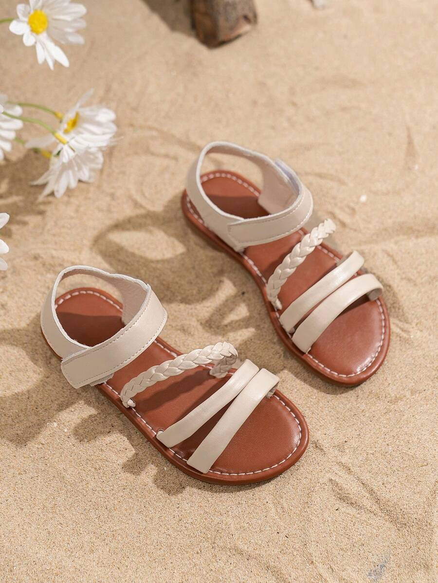 一双时尚、舒适的儿童钩环凉鞋，适合学校的可爱凉鞋，适合男孩和女孩的凉鞋，柔软厚底，手工编织的儿童凉鞋