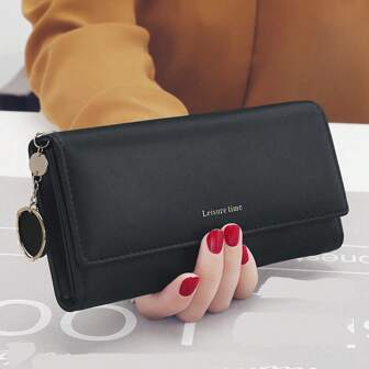 1 pieza Cartera plegable de piel sintética PU con multiple ranuras para tarjetas y ventana de identificación, monedero de moda clásico, adecuado para uso diario, negocios, festivales, fiestas, regreso a la escuela, regalo de San Valentín para mujeres