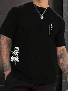 T-Shirt Universe Men's Shirt 100% Cotton Round Neck Blouse Short Sleeve New Release - 黑色 - 查看 2