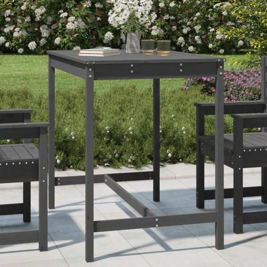 vidaXL Table de jardin Gris 121x82,5x110 cm Bois de pin massif