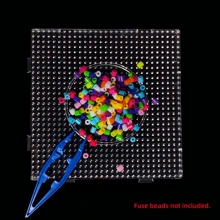Pana-beads 1 pezzo/2 pezzi/9 pezzi Grandi piastre quadrate da 5mm per perline a fusione, piastre per perline Perler, in plastica trasparente, con pinzette per forniture di bricolage per bambini