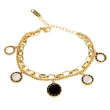 Juego de pulsera de 3 en 1 de acero inoxidable con elegante flor de cuatro hojas, pulsera con colgante de corazón con circonita brillante de estilo romano, adecuado para uso diario, banquetes, bodas y como regalo, para todas las estaciones