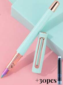 [Customized] Engraved Pen Holder / Provide 1pc High-Quality Elegant Customized Vacuum/Pressing Ink Suction Fountain Pen 0.5mm Fine Nib / Smooth Writing, Refillable Medium Nib, Comes With 30pcs 3.4mm Diameter Ink Cartridges, Provides Thoughtful Daily Writing/Calligraphy Signature Pen, Ideal As Personalized Gift For Valentine's Day, Back To School, Graduation, Christmas, Father's Day, Teacher's Day, Thanksgiving - Multicolor - View 9